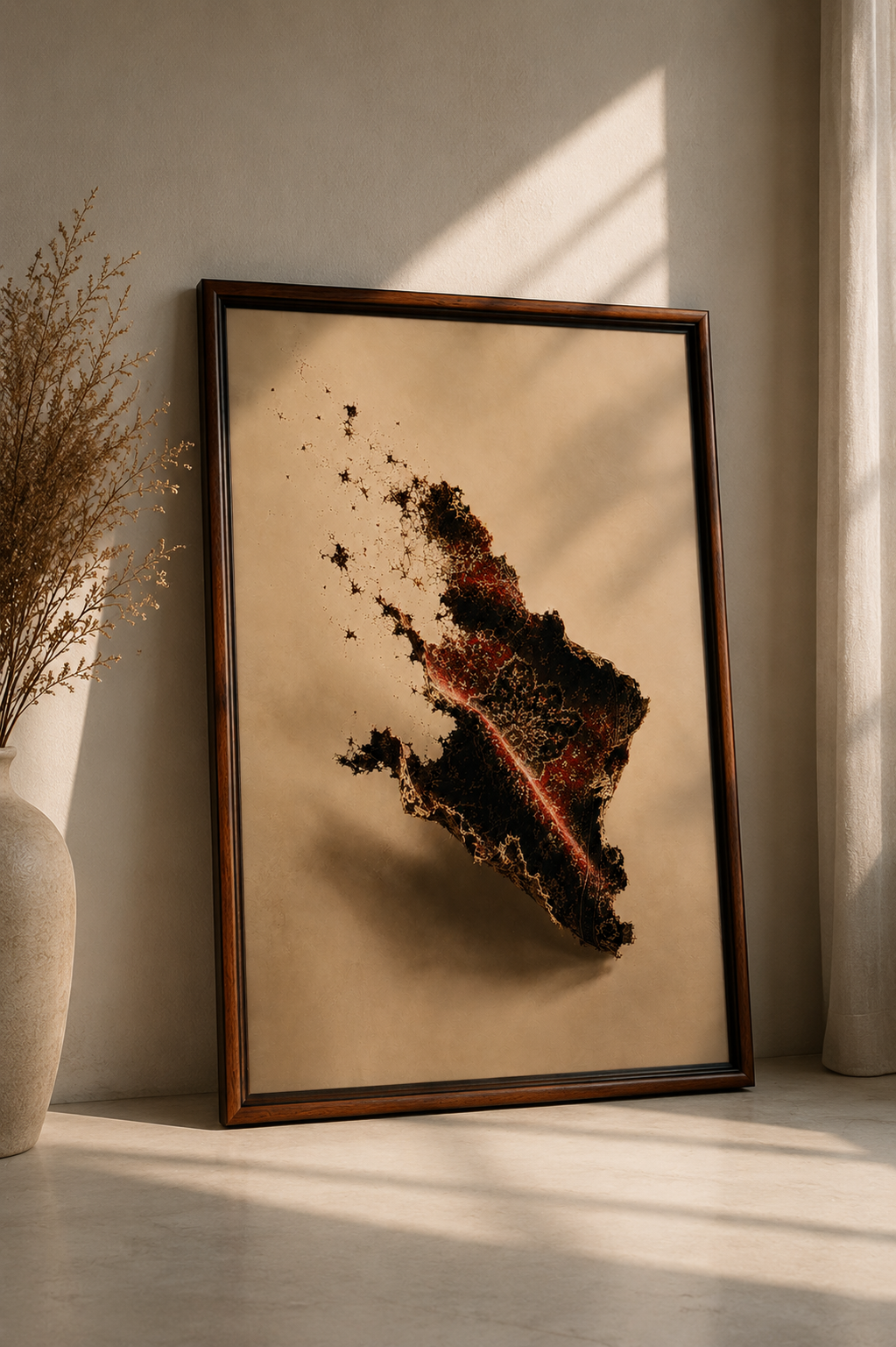 Origin Qashqai-inspired Persian art print in walnut frame