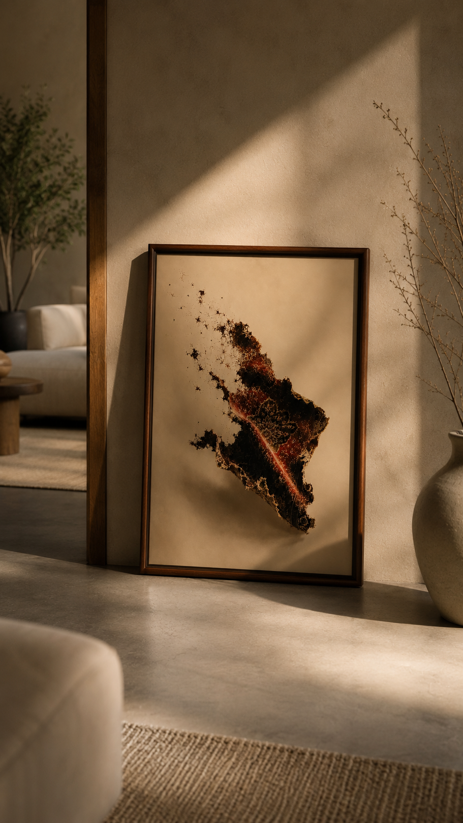 Origin framed Iranian-inspired wall art for a modern interior