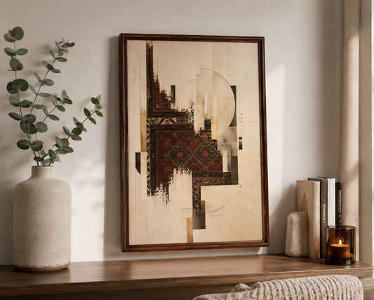 Echo limited-edition Persian wall art inspired by Koshkoli Ghashghayi rugs