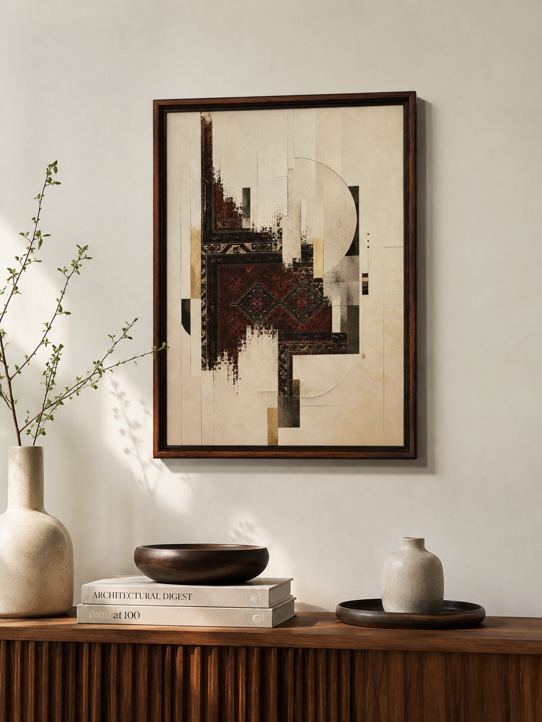 Echo Persian wall art in a real walnut frame
