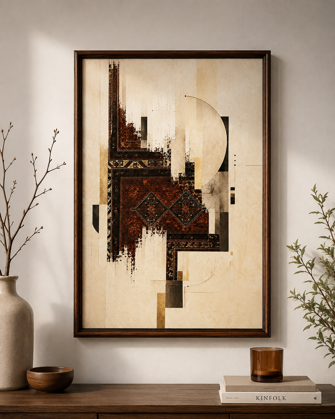 Echo Persian art print framed in real walnut